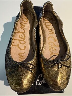 Sam Edelman Felicia Gold Snake Ballet Flats